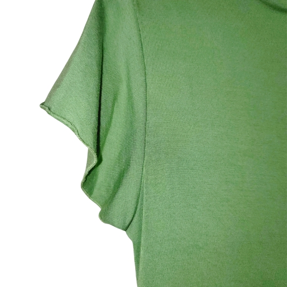 Style & Co. Crop Sleeve V-Neck Flowy Dress Top Green 556 - Picture 5 of 6